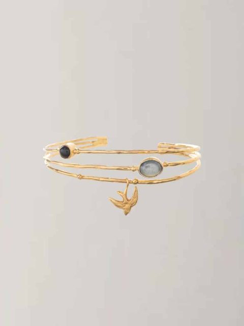 Alternative view of Armreifen - Glory Black Onyx Labradorite, Gold