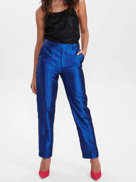 Blaue glänzige Anzug Hose von Nümph bei Little Copenhagen