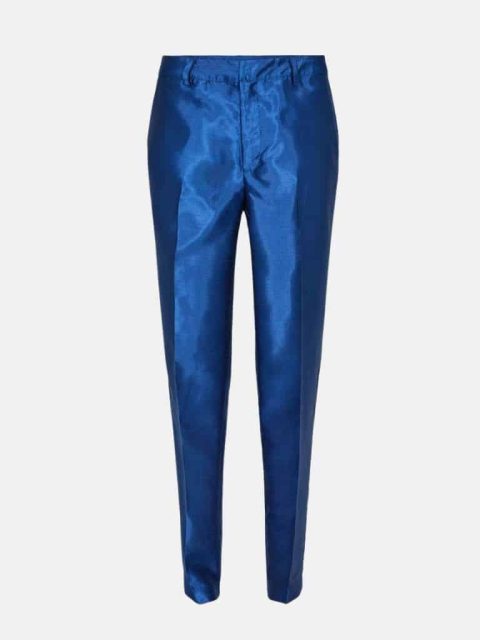 Blaue glänzige Anzug Hose von Nümph bei Little Copenhagen