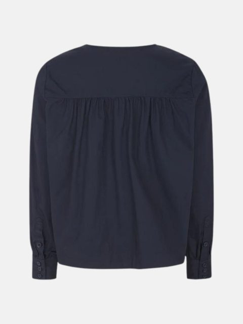 Klassische Bluse in Dunkelblau von hinten