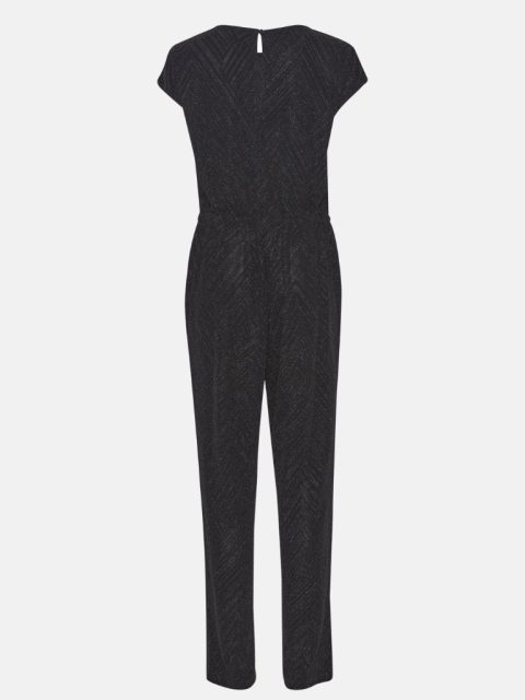 Jumpsuit in Schwarz mit Glitzer, mit kleinem Schlitz hinten an Rücken von der Marke Pulz Jeans.