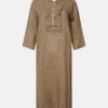 18970R, Long Shirt Dress Ruffle, Linen - Nougat 1