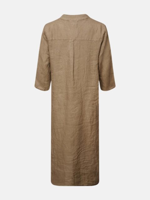 18970R, Long Shirt Dress Ruffle, Linen - Nougat 2