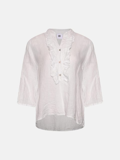 Harper, Ruffle Blouse, Linen - White 1