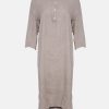 Long Shirt Dress with Pocket, Linen - Nougat 1
