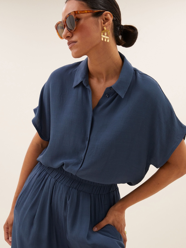 Bluse - Karly Viscose, Opal Blue – Bild 3