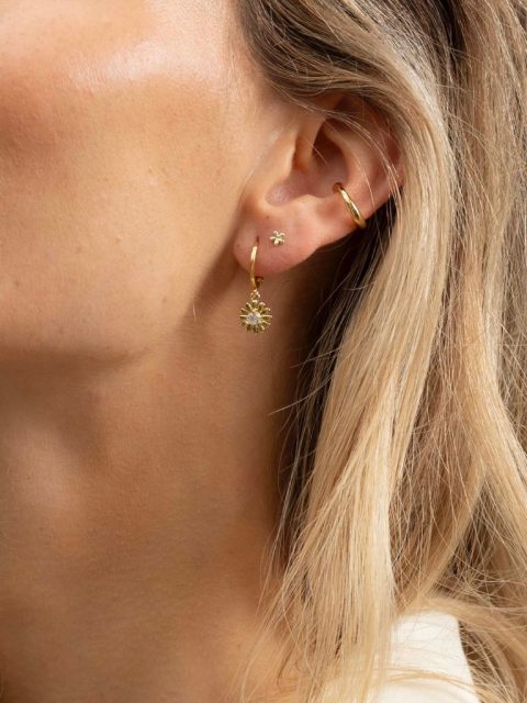 Ohrring - Studs Golden Flower