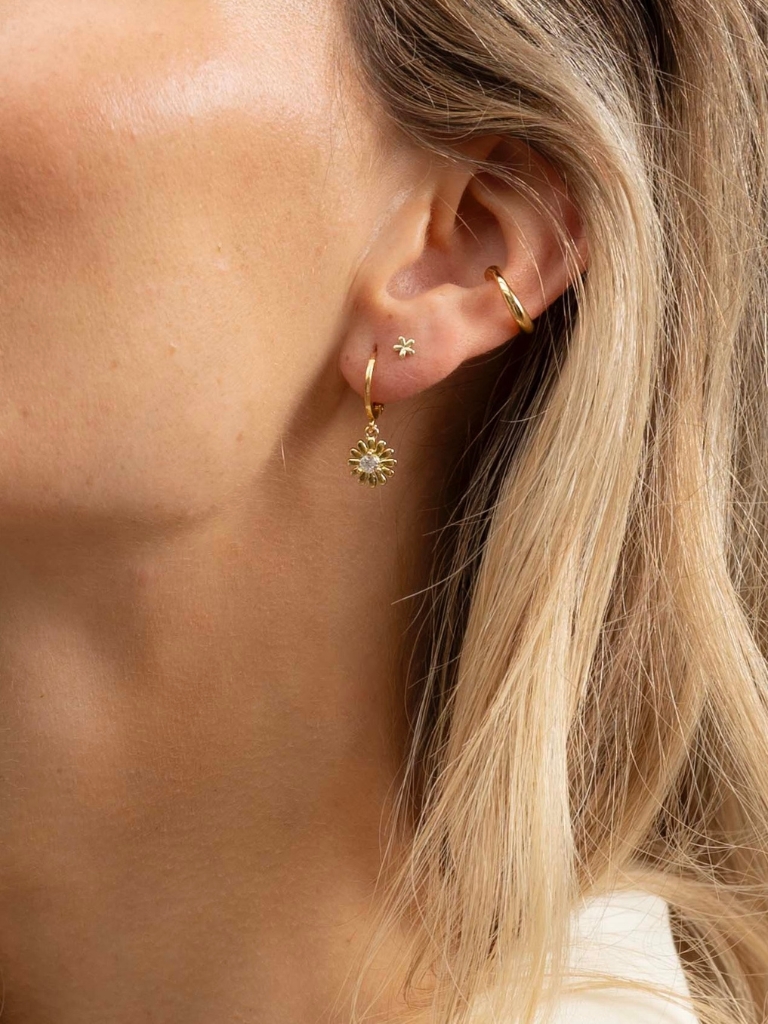 Ohrring - Studs Golden Flower