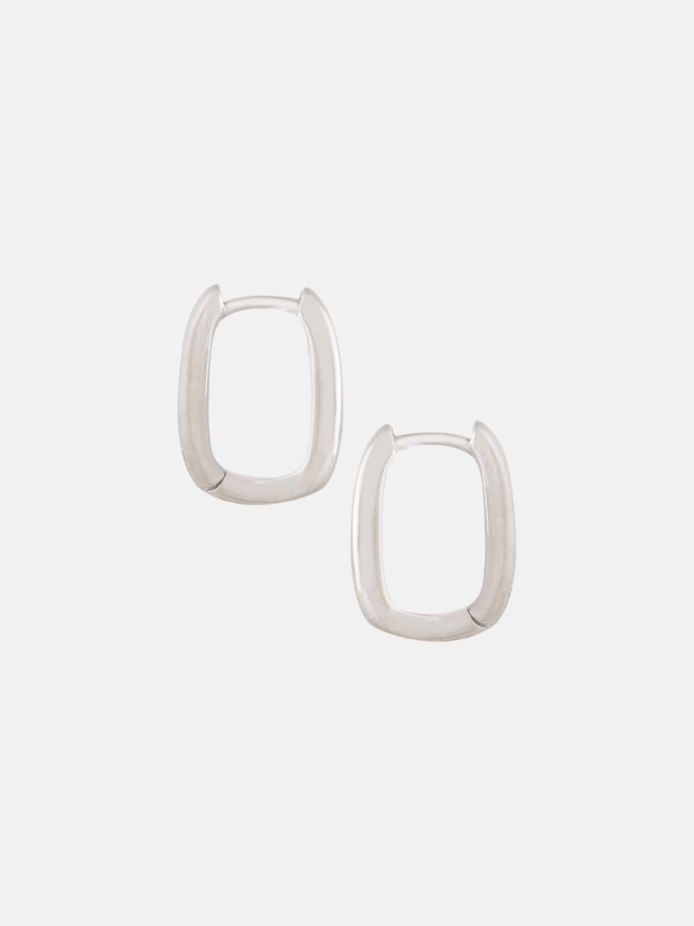 Ohrringe - Rectangular Creoles Silver