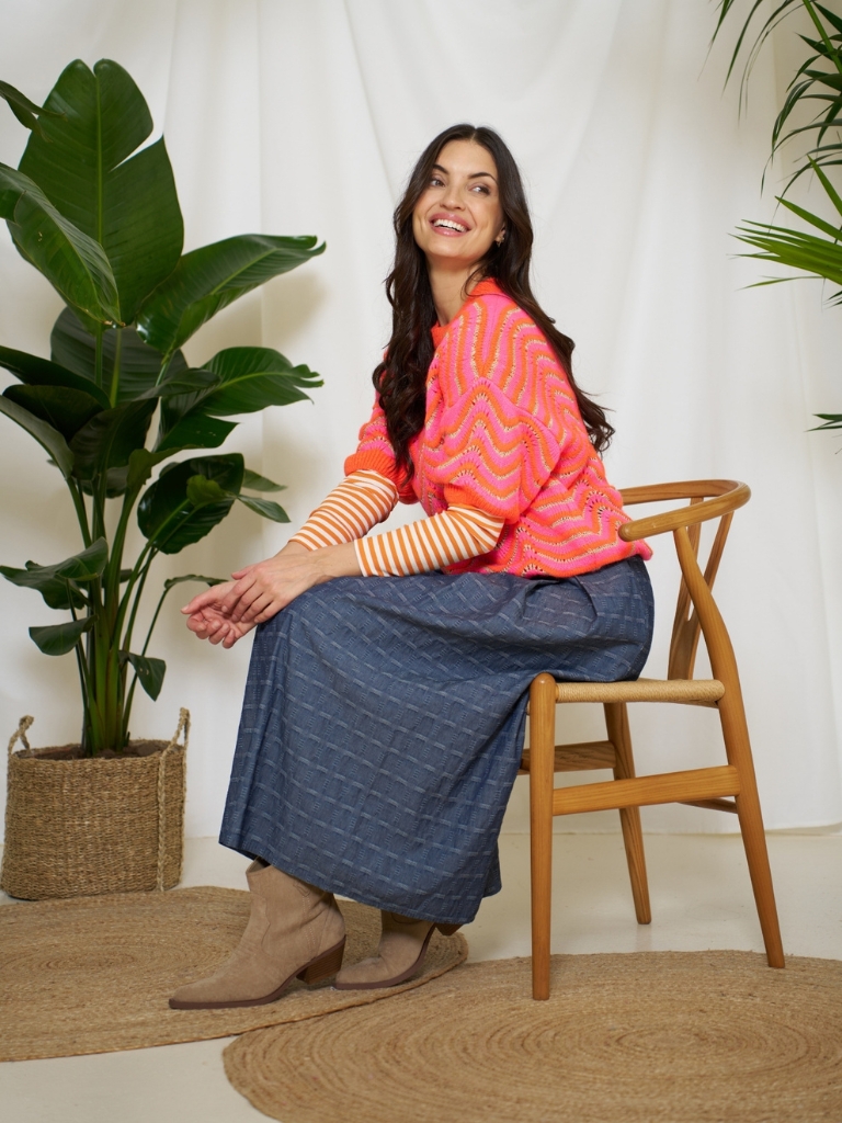 Shirt - MdcJosiane LS, Arancio/Greggio