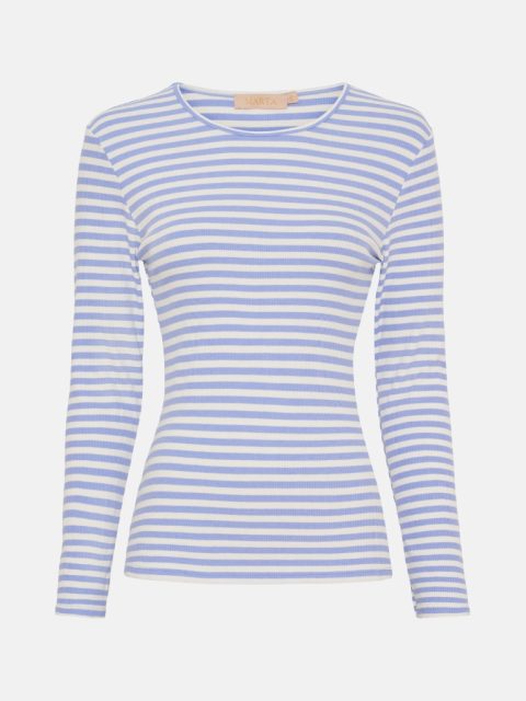 Shirt - MdcJosiane LS, Celeste/Greggio