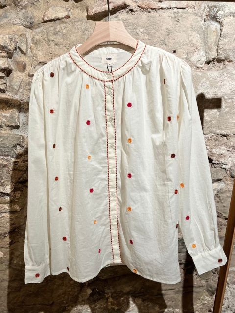 Bluse - Sadele, Ecru, Red