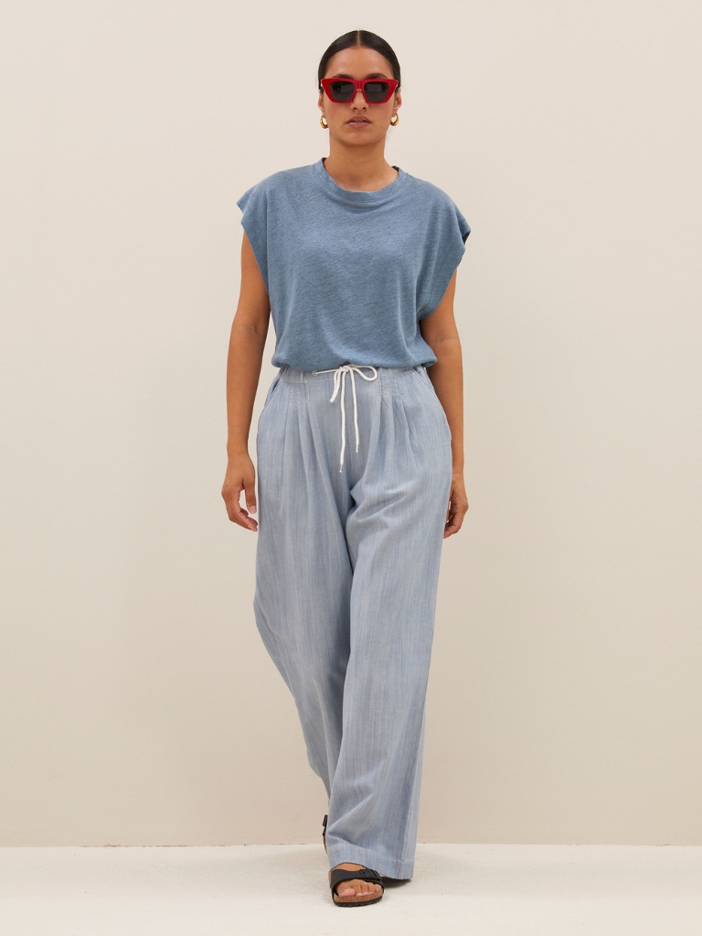 Top - Mason Leinen, Blue Stone