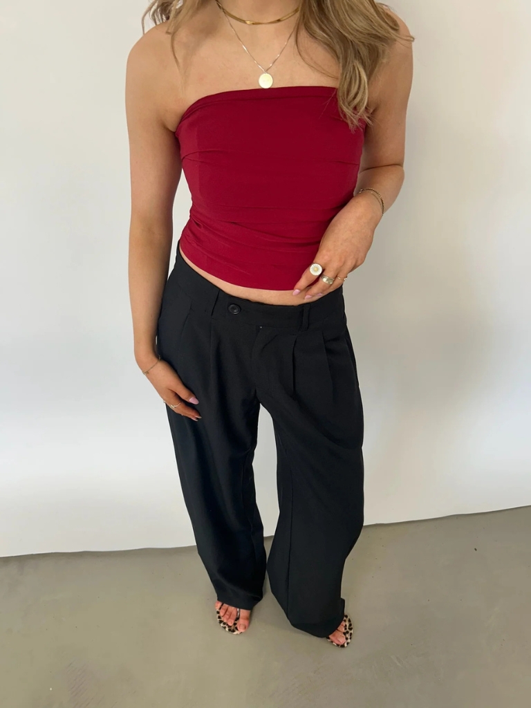 Top - Holly Pleat, Wine Red