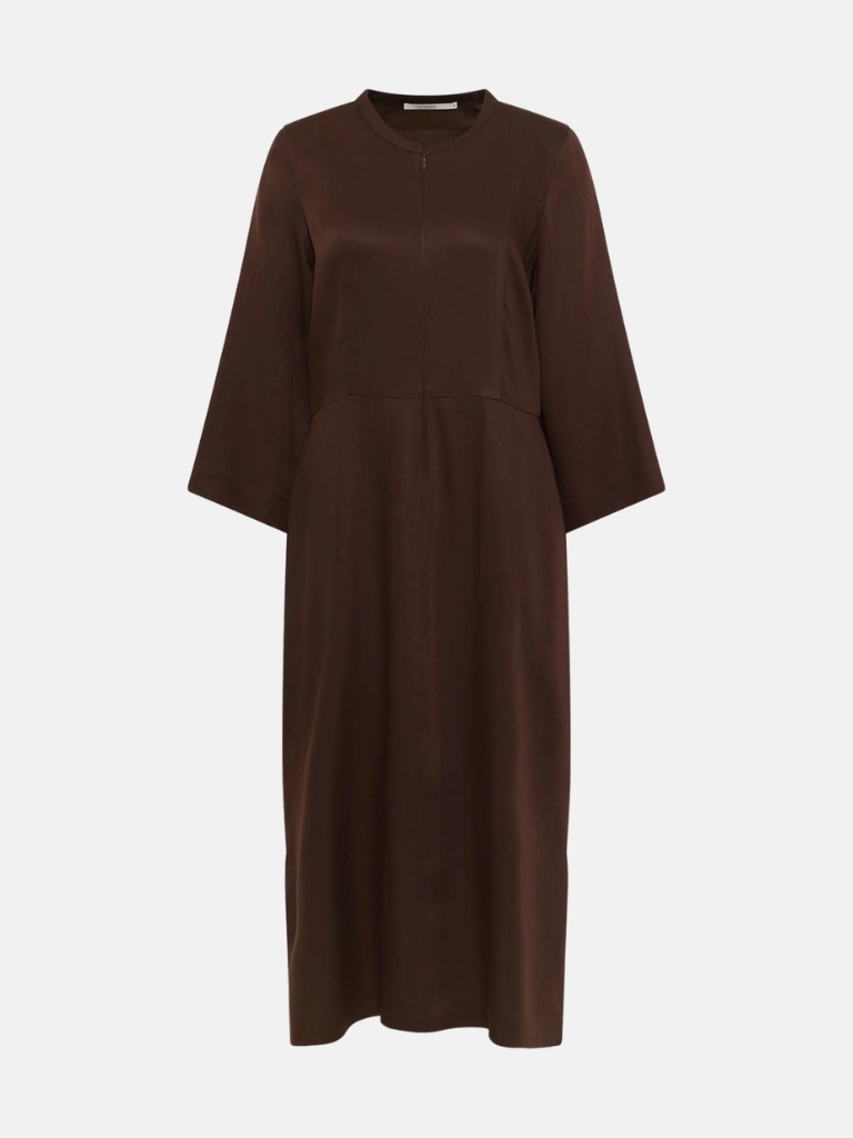 Kleid - Midikleid aus TENCEL, Dark Brown