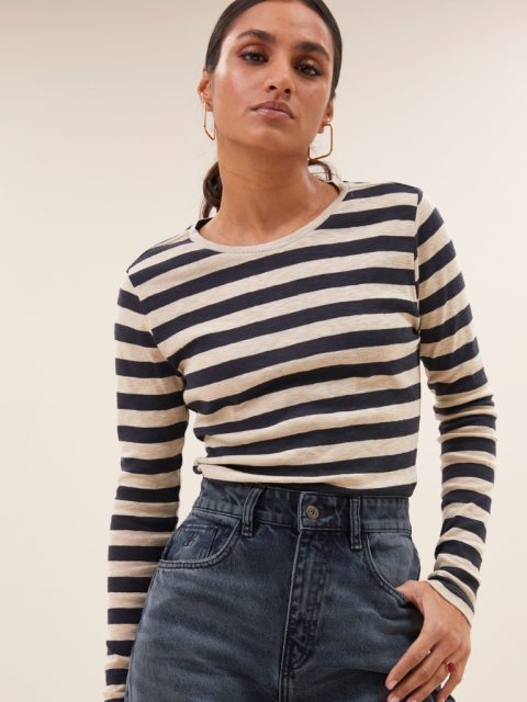 Alternative view of Shirt - Basic LS Big Stripe, Chalk