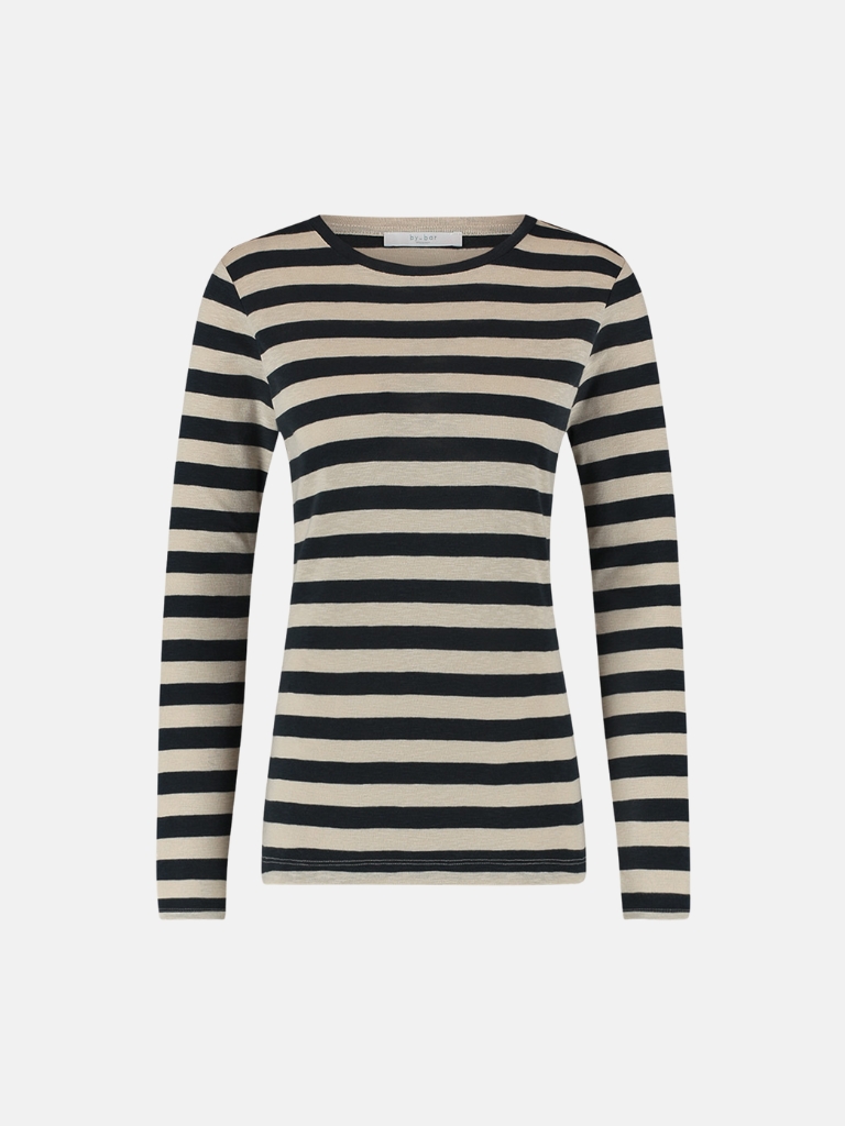 Shirt - Basic LS Big Stripe, Chalk