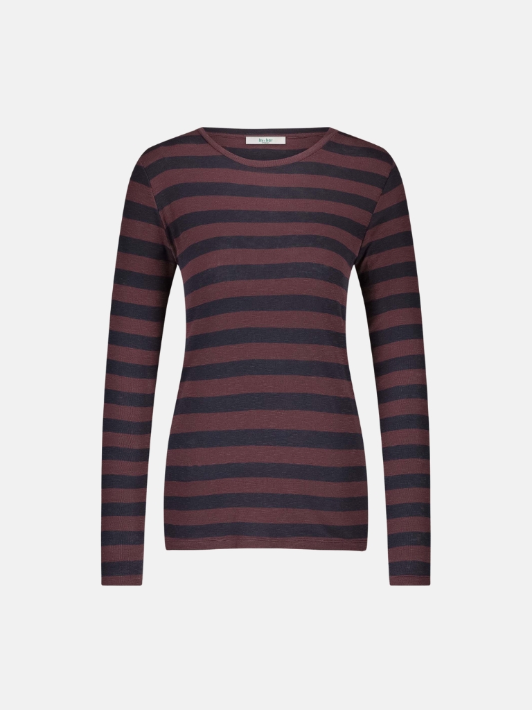 Shirt - Basic LS Big Stripe, Merlot