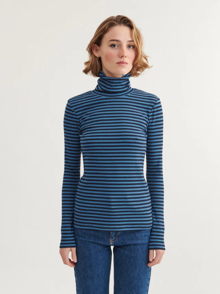 Shirt - Ludmilla High Neck, Copen Blue / Sky Captain