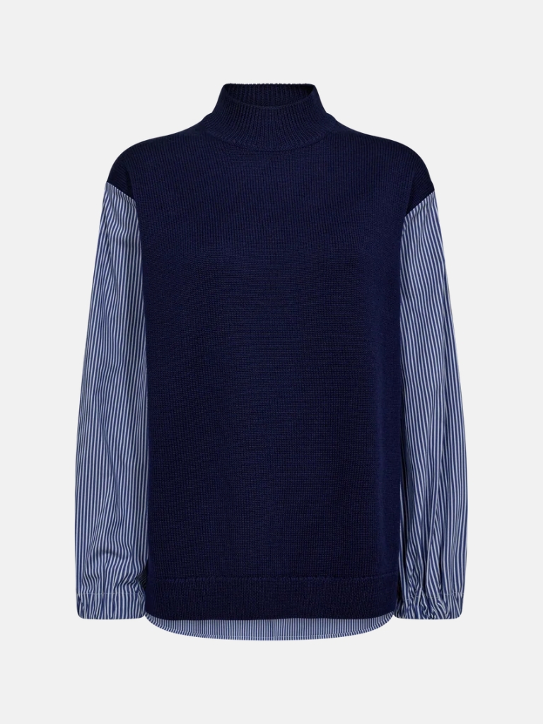 Shirt - MMJuella LS Stripe Combi, Maritime Blue
