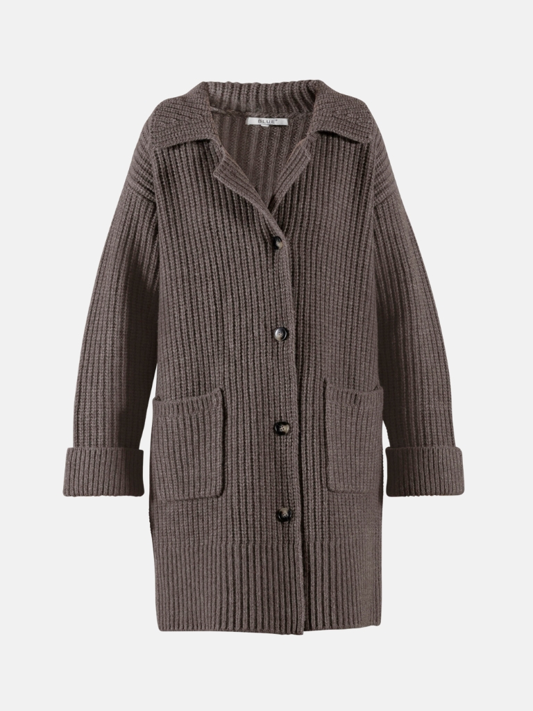 Cardigan - Fransine Long Knit, Light Chocolate Melange