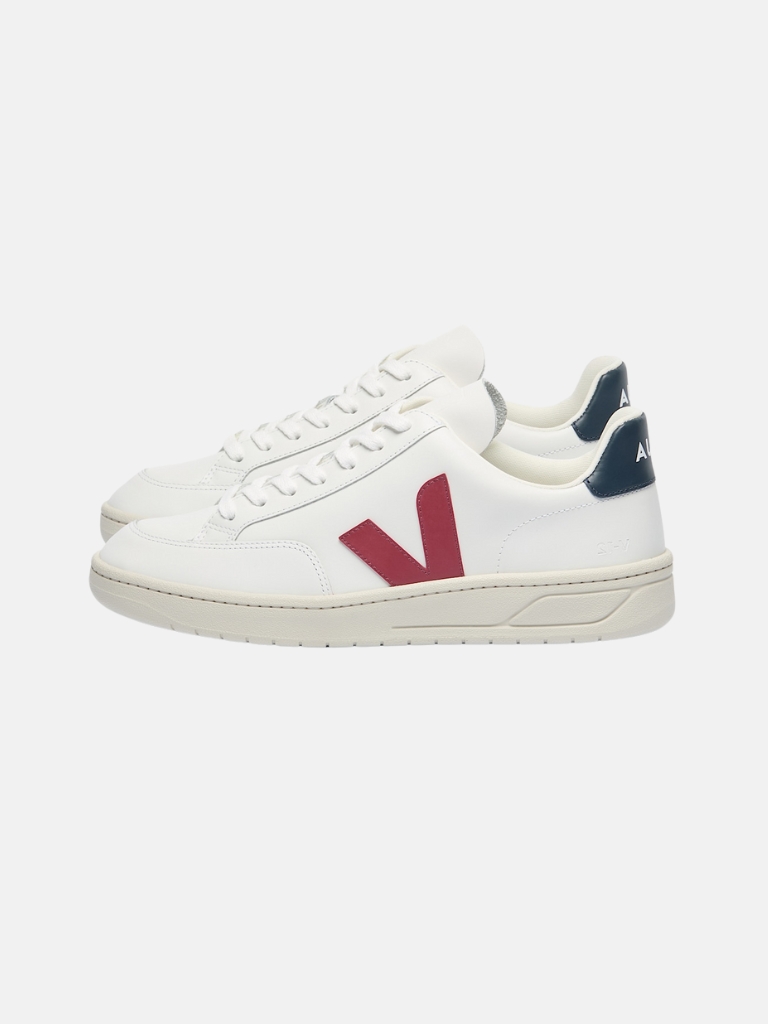 Sneakers - V-12, Leather, White Marsala Nautico