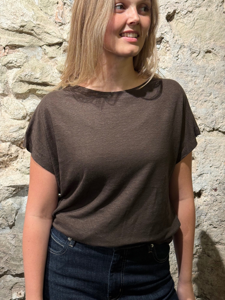 T-Shirt - Anabell Linen Blouse, Chocolate – Bild 2