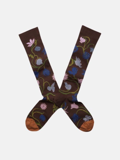 Socken - Mi-Bas Fleurs Chataigne