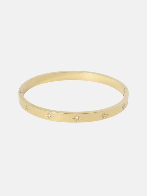 Armband - Oval Goldplated Bangle With Strass