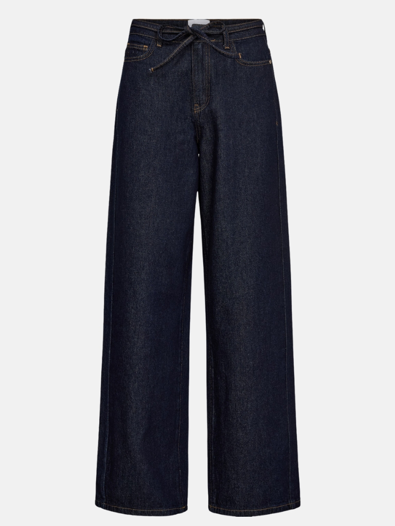 Jeans - Nubrooklyn HR Wide 34'', Dark Blue Denim