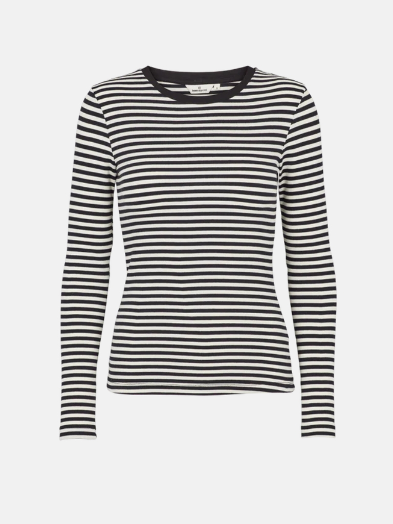 Shirt - Ludmilla LS, Whisper White/ Black/ Black Trim