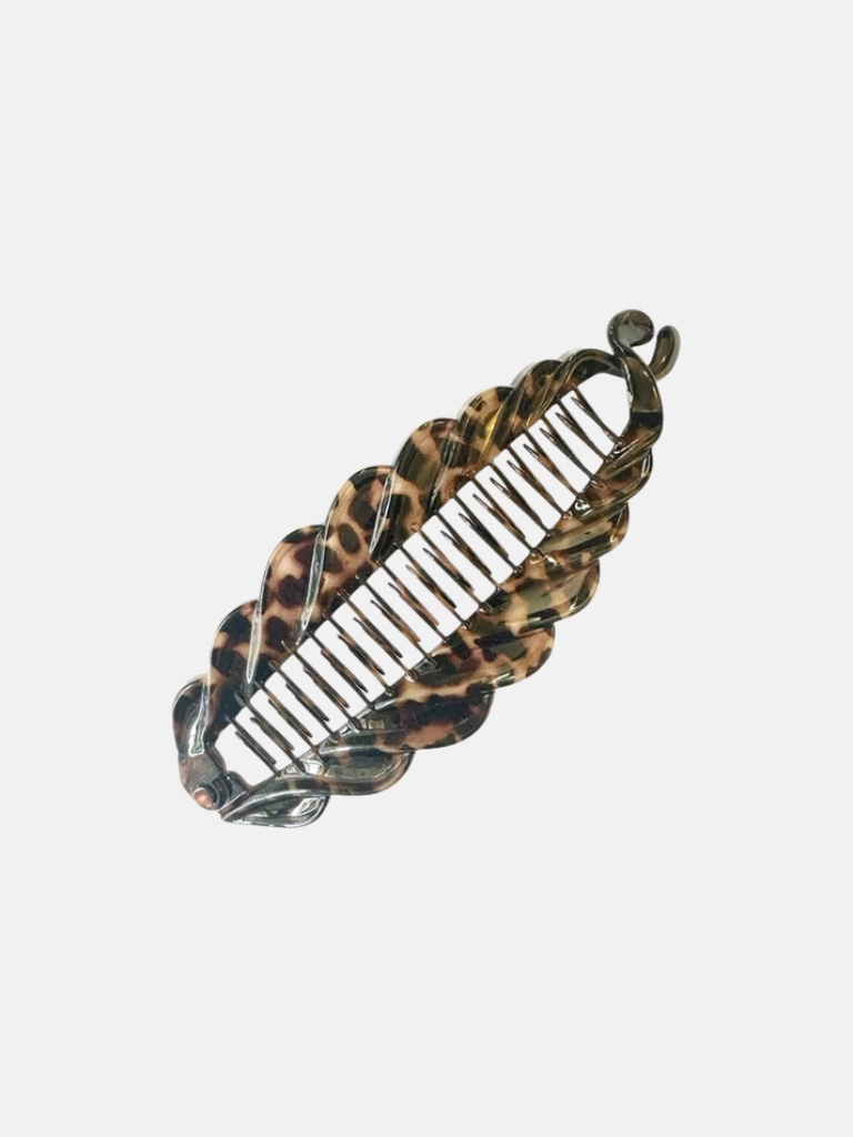 Haarclip - Amarante, White Leo