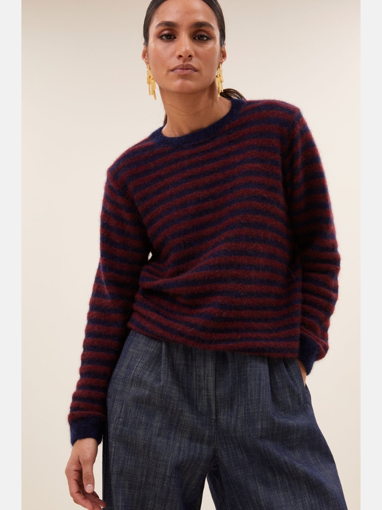 Pullover - Gwen Thin Stripe, Wine – Bild 2