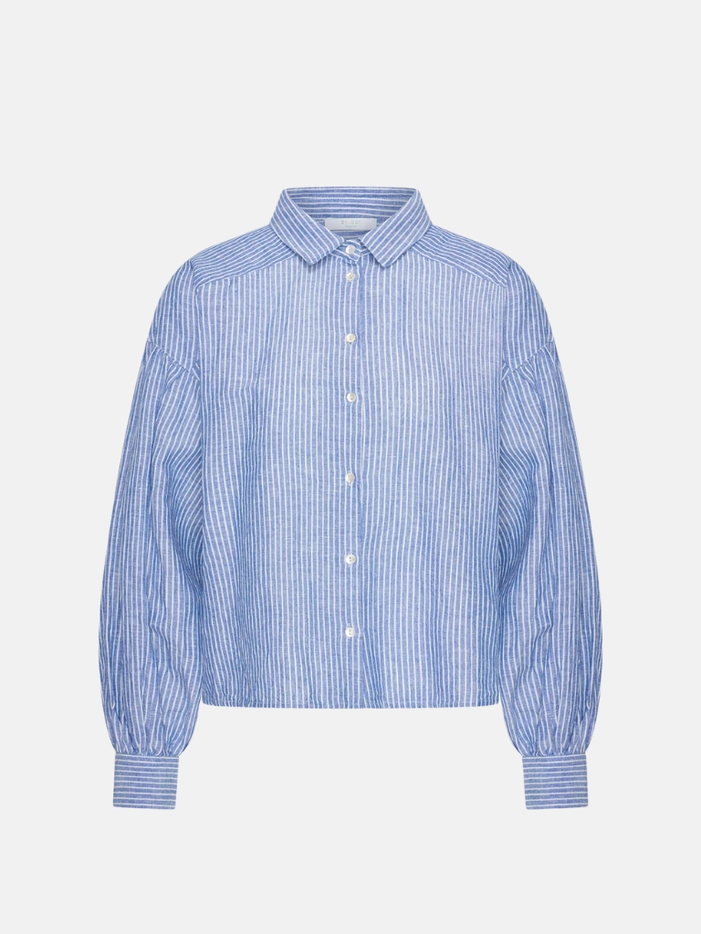 Bluse - Sarah short linen, blue stripe