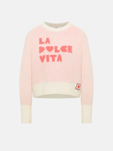 Pullover - Jacquard, off white/ peach jacquard