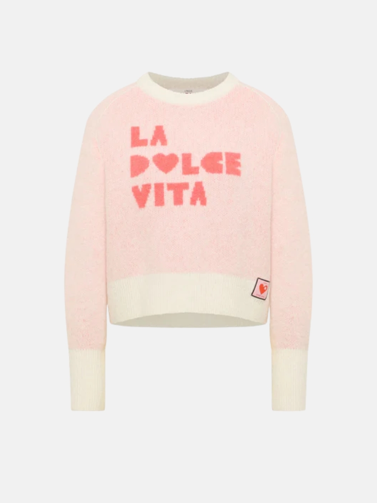 Pullover - Jacquard, off white/ peach jacquard