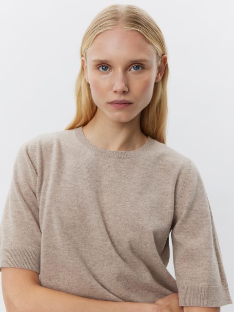 Kurzarm Pullover - ViannaSW Knit, Brown Melange