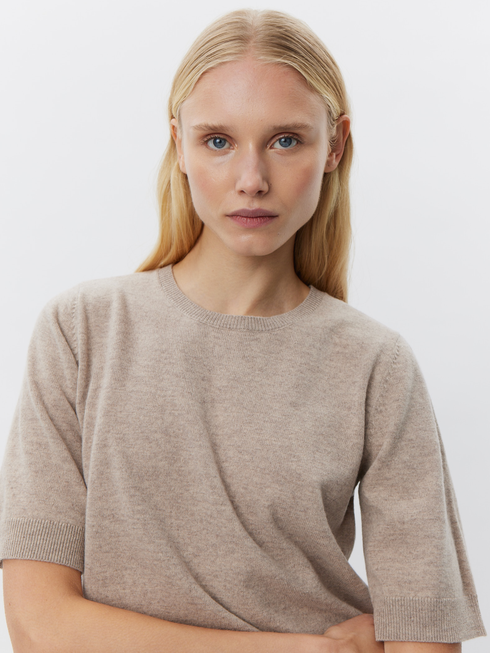 Kurzarm Pullover - ViannaSW Knit, Brown Melange