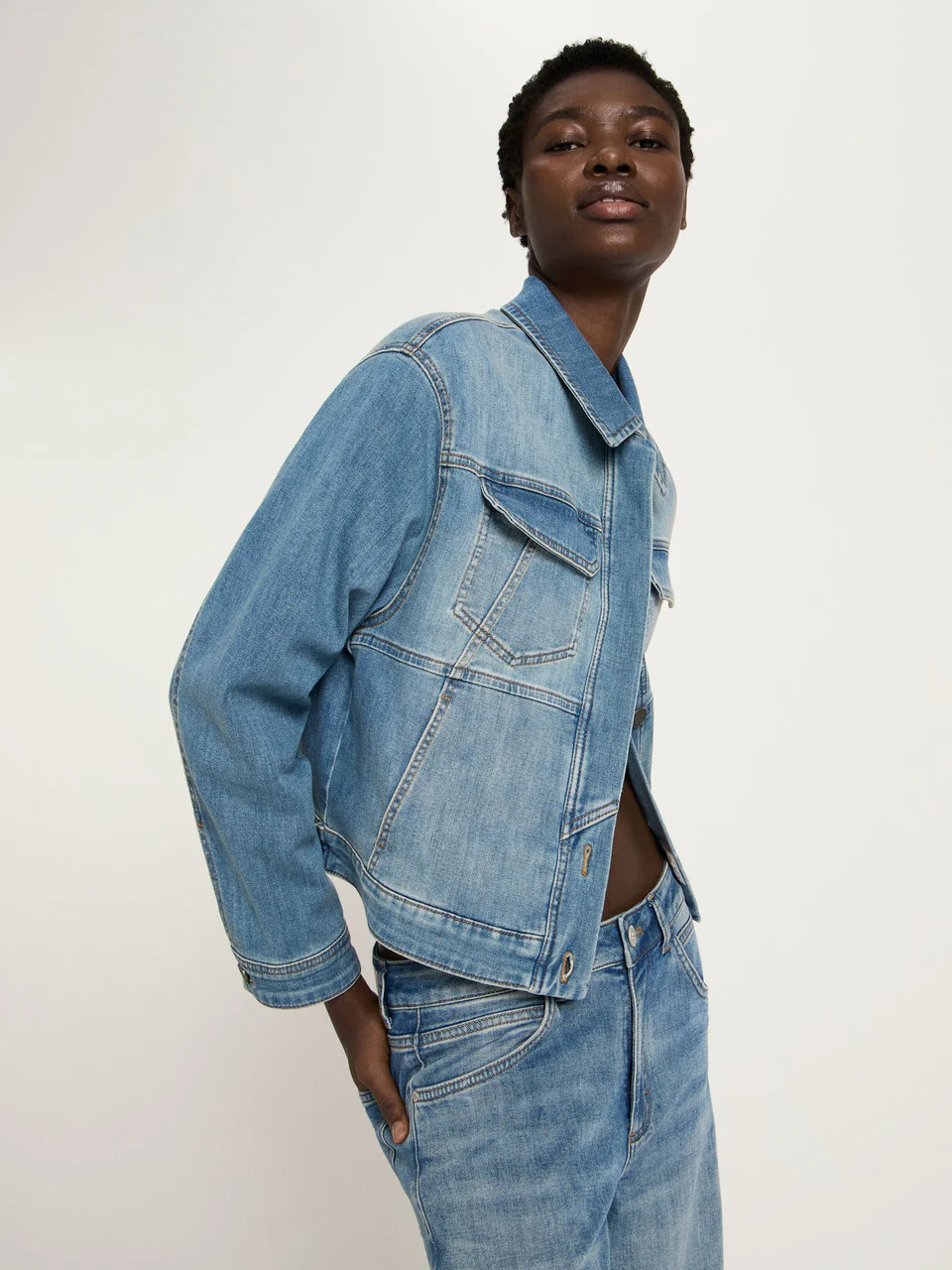 Jacke - Jeansjacke GOTS, stonewash blue denim – Bild 6