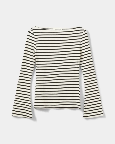 Alternative view of Shirt - CeceSW Boat Neck T-shirt, Black/White Striped