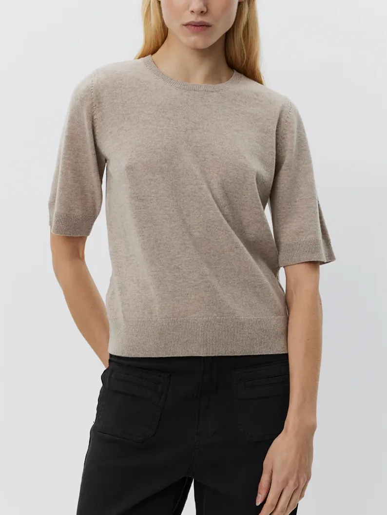 Kurzarm Pullover - ViannaSW Knit, Brown Melange