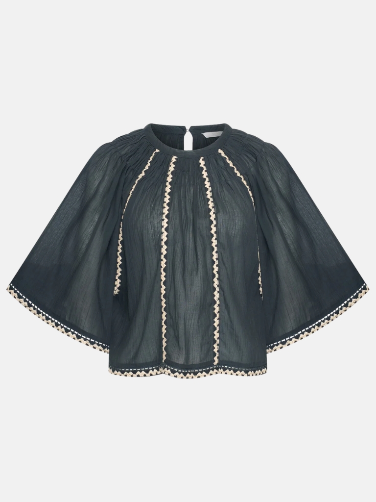 Bluse - Emmi embroidery, charcoal