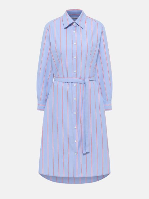 Alternative view of Kleid - Streifen-Midikleid GOTS, blue/ lava red