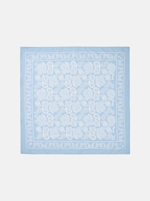 Halstuch - Soft Cotton Paisley Solid, Cashmere Blue