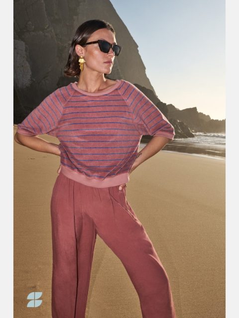 Alternative view of Top - Neva slub stripe, withered rose stripe