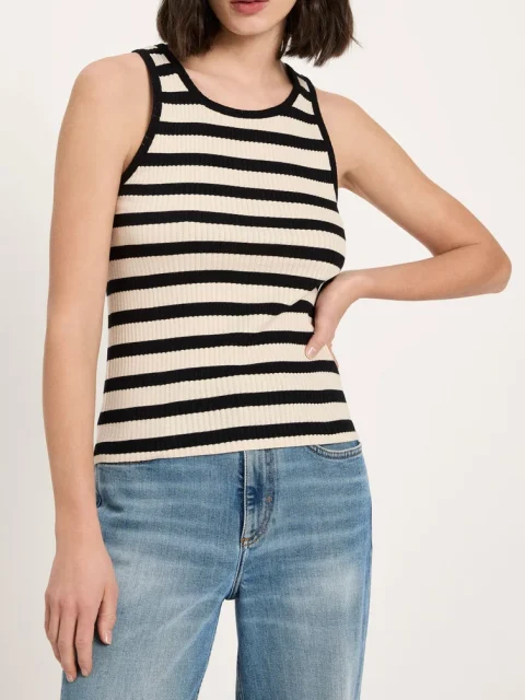 Top - Tanktop mit Streifen GOTS, black/creme