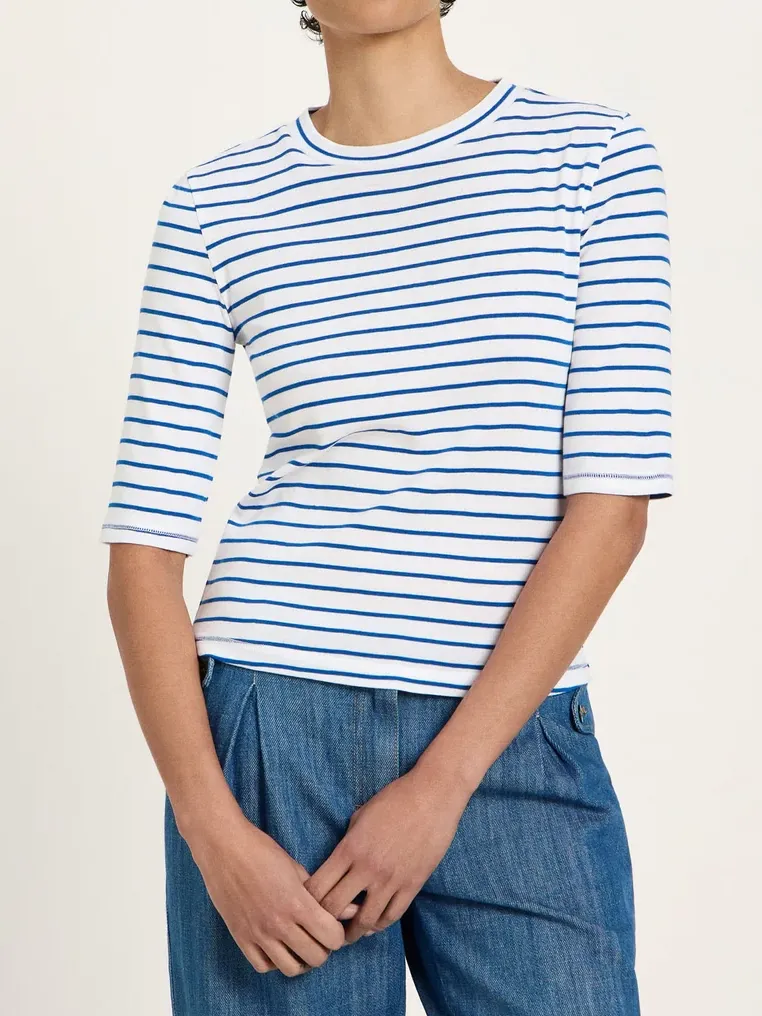 Shirt - Halbarmshirt GOTS, white/ lapis