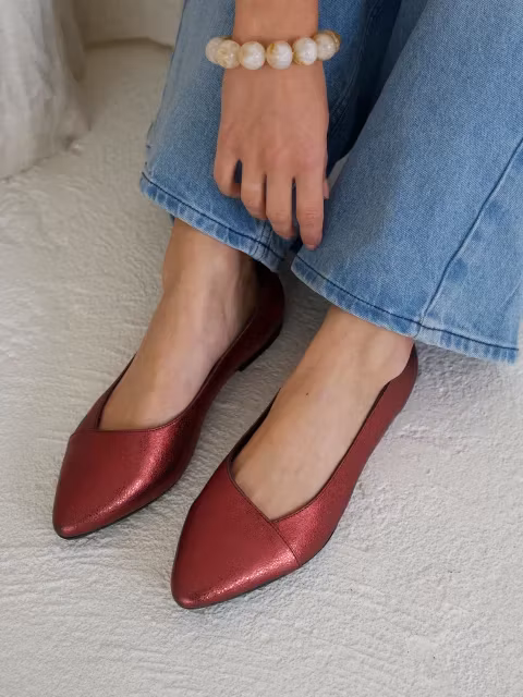 Ballerina - leather metallic, very berry