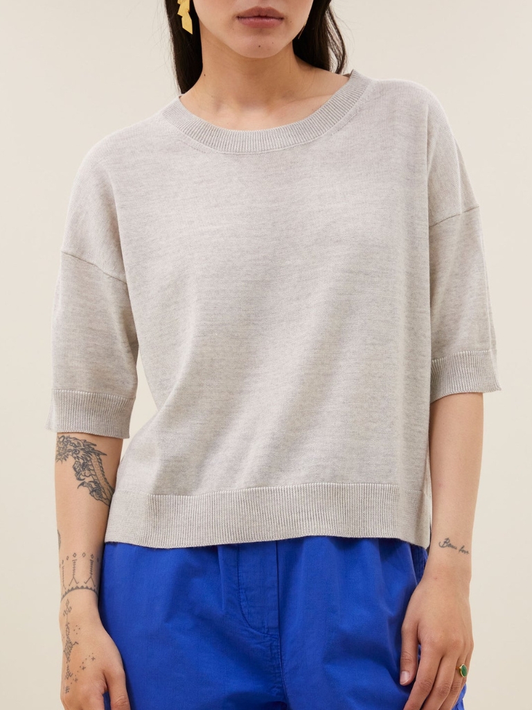 Pullover - Holly SS, Light Grey Melee
