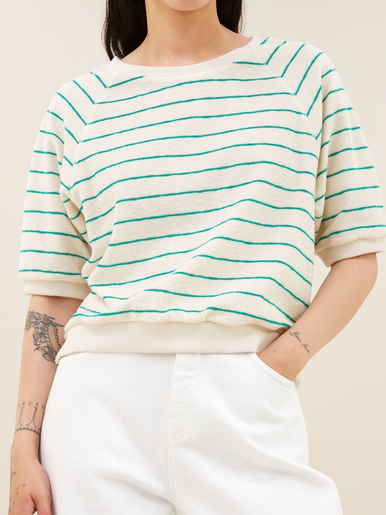 Top - Neva Slub Stripe, Green Lake